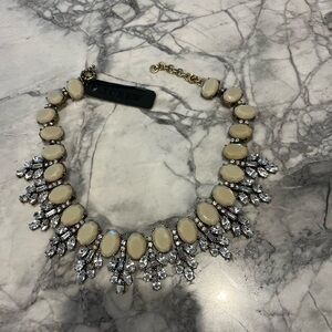 J. Crew Beige and Silver Crystal Necklace
